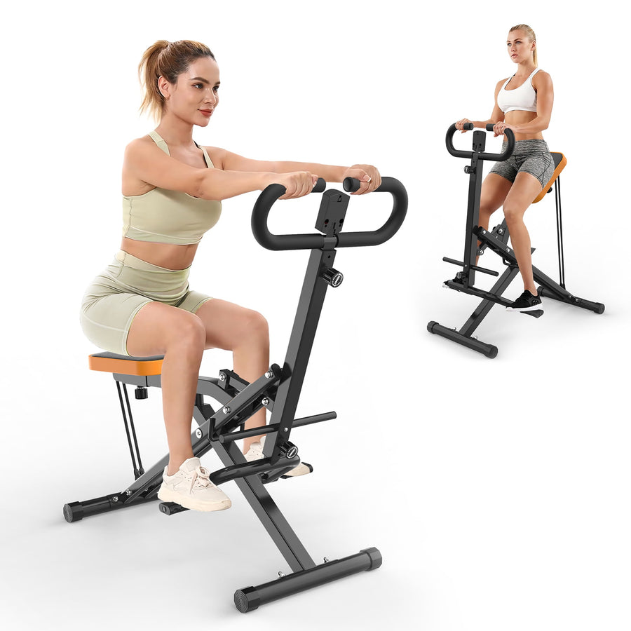 Squat Machine for Glutes Workout, 2-IN-1 Squat Rowing Machine Foldable, Home Gym Equipment Assist Trainer Ab Back Leg Workout Machine