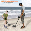 Metal Detector for Adults & Kids, Seizeen Lightweight Metal Detector Waterproof, LCD Metal Detector Set W/Adjust 42''-52'' Stem, 10'' Coil, 2 Bags, Shovel & Headphone for Outdoor Treasure Hunt