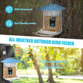 AI Bird Feeder for Outside, Seizeen Solar Bird Feeder with Ultra-wide Camera, 5200mAh Battery, 11000+Bird Recognition, Voice Dialogue, 1080P HP Video, Ideal Birthday Christmas Gift for Man Father