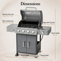 4-Burner Propane Gas Grill with Side Burner, 51,000 BTU Outdoor BBQ Grill with Porcelain-Enameled Grates, Warming Rack, Side Tables, Bottle Opener, Thermometer and Wheels for Patio Backyard Cooking
