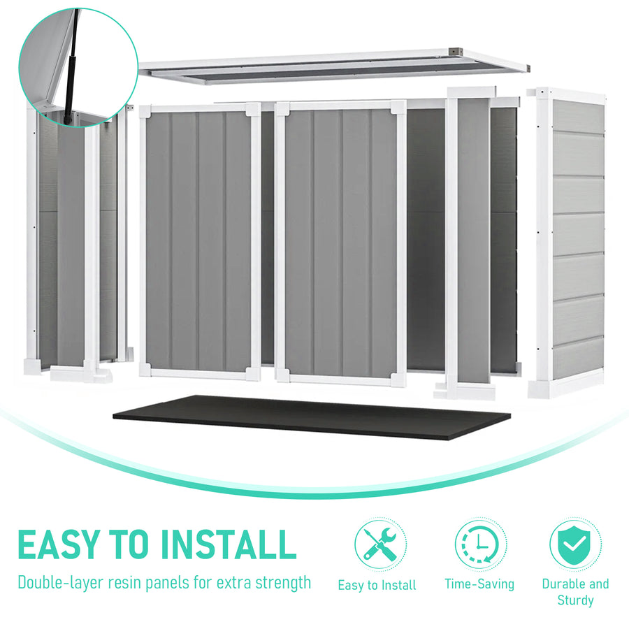 306GAL Outdoor Storage Box, 1170L Patio Deck Box and Resin Shed, Waterproof Storage Cabinet for Garden Tool Garbage Cans, 3 Doors, Quick Assembly