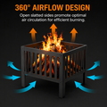 16 Inch Square Fire Pit, Portable Outdoor Wood Burning Firepit with Slatted Steel Panels, Compact Backyard Fireplace Fire Pit Bowl for Patio, Camping, Beach, Garden & Outdoor Gatherings