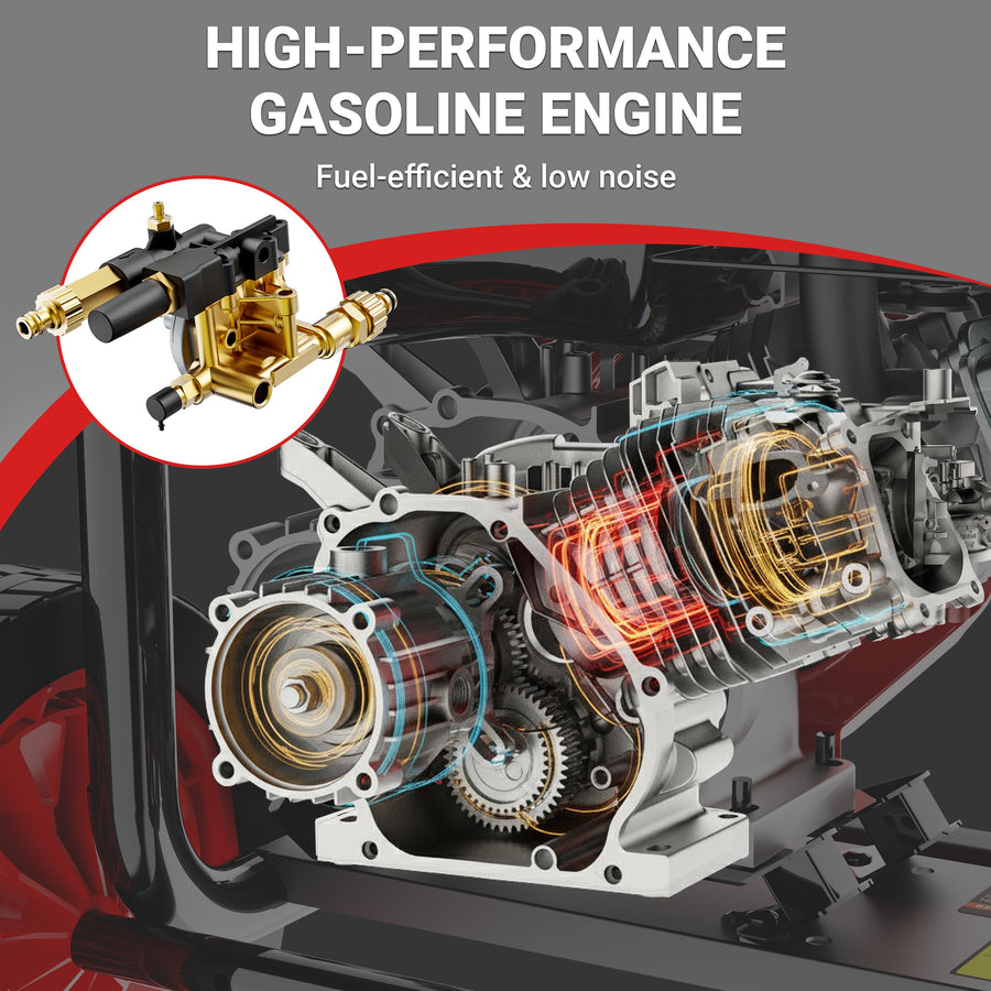 4000PSI Gas Pressure Washer, 2.6GPM Gas Powered High Pressure Washer with 210CC Engine, 5 Adjustable Nozzles, Onboard Soap Tank, Spray Gun and Wand