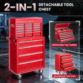 Seizeen Tool Box Rolling Tool Chest, 8-Drawer Storage Tool Cabinet, Garage Warehouse Lockable Tool Organizer with Linner, Side Shelf, Black