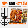 Outdoor Turkey Fryer Kit, 30QT Aluminum Deep Fryer and Seafood Boil Pot, 55,000 BTU Propane Burner with 32.3-Inch Iron Tripod Stand, Basket, Poultry Rack, Thermometer and Injector