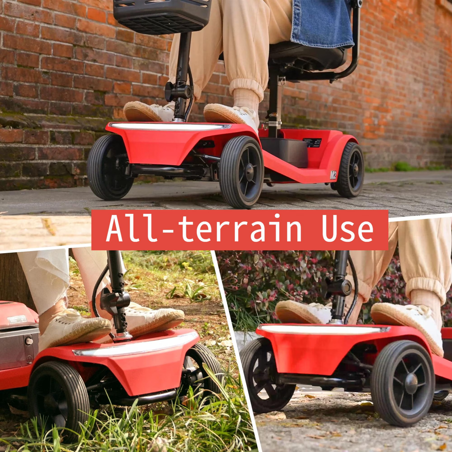 SEIZEEN 4 Wheels Mobility Scooter, Motorized Scooter for Adults Up to 330LBS, Electric Wheelchair Device with Baskets, Compact Mobile for Seniors, Red
