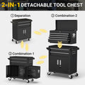 5-Drawer Rolling Tool Box, 2-IN-1 Hidden Multifunctional Tool Chest, Blue Tool Box on Wheels Storage Tool Organizer Cart,Classification Box