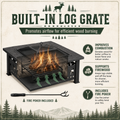 32 Inch Wood Burning Fire Pit for Outside, Square Outdoor Fire Pit Table with Spark Screen & Fire Poker, Heavy Duty Wrought Iron Firepit for Backyard, Patio, Garden & Camping