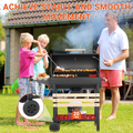 SEIZEEN Charcoal Grill with Thermometer & Large Cooking Space, Smoker Grill, BBQ Grills for Camping & Picnic, Iron, Black