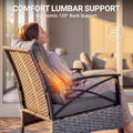 Patio Outdoor Furniture Set, 3PCS Rattan Wicker Rocking Chair Set Balcony Furniture, Steel Frame Patio Chairs with 2-Tier Coffee Table, Thick Seat Cushions and Pillows