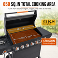 6-Burner Propane Gas Grill with Side Burner, 72,000 BTU Stainless Steel BBQ Grill with Cast Iron Grates, 650 Sq.In Cooking Area, Warming Rack, Thermometer, Side Tables & Wheels for Outdoor Patio Back