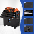 34.3" Rolling Metal Tool Cabinet - Heavy Duty Garage Storage with Lockable Doors & 3 Drawers, Mobile Workbench Organizer for Garage, Workshop, Home