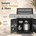 Seizeen 56,000 BTU Outdoor BBQ Grill, 4-Burner Propane Gas Grill with Side Burner w/ Lid Viewing Window, Multifunctional Grill w/Cast Iron Grate, Built-in Thermometer, Warming Rack for Patio Backyard