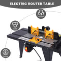 Electric Router Table Adjustable, Woodworking Router Table for Precision Cutting, 34’’ Compact Craftsman Table w/Heavy-Duty Construction