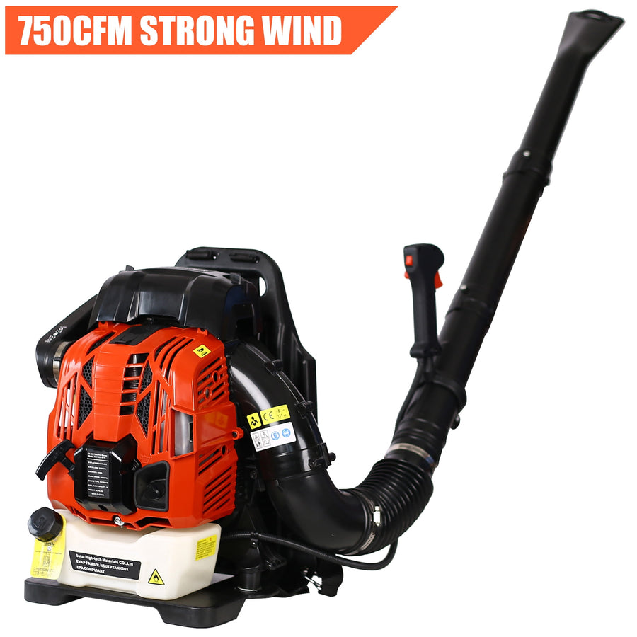 Upgraded Leaf Blower, 76CC 2-Cycle Cordless Leaf Blower Gas Powered, 750CFM Powerful Backpack Blower with Adjustable Strap & Handle, Extended Wind Tube