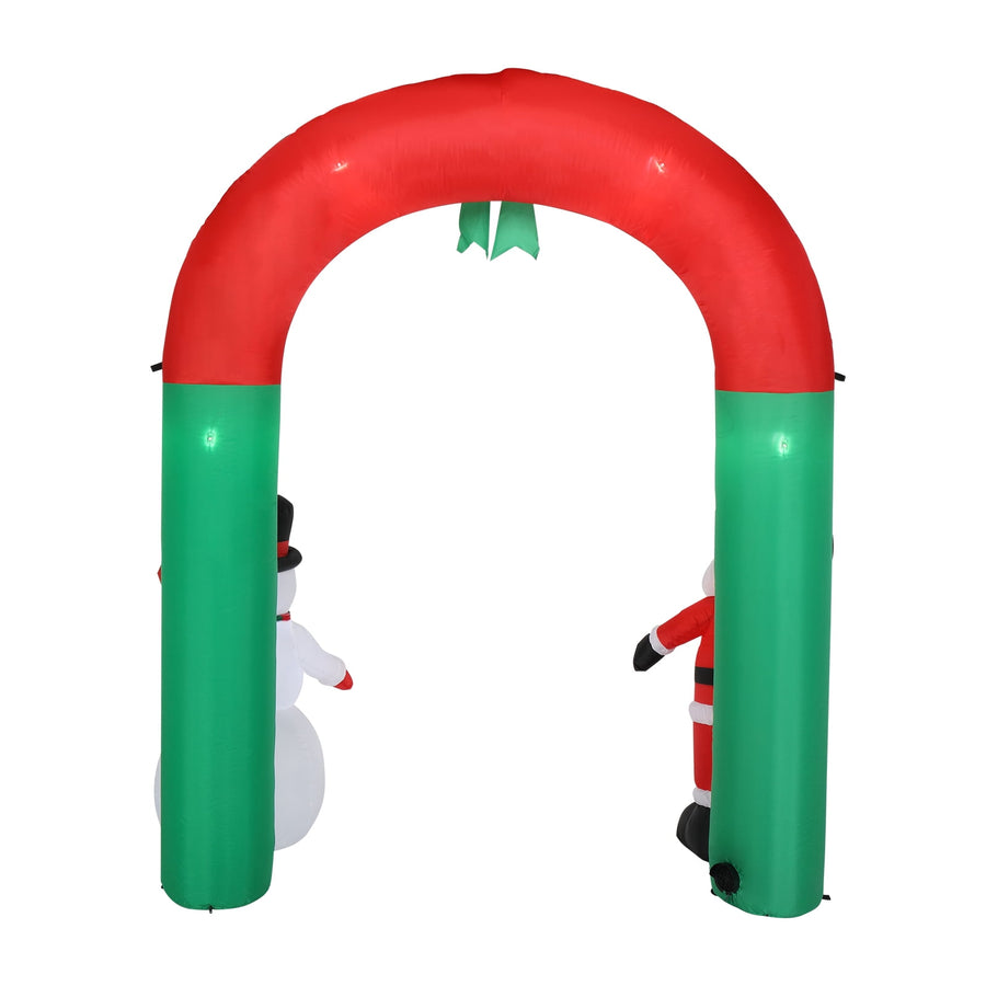 Lighted Christmas Decoration for Outdoor, Seizeen Inflatable Santa & Snowman Arch with 7 Lights, Quick Assembly Patio Yard Party Pre-lit Xmas Decoration, 8FT Tall