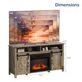 TV Stand with Fireplace, Fireplace TV Stand for 50-60-65’’ TV, Gray Entertainment Center for Bedroom with Cabinet, Living Room TV Console w/3D Flame Electric Fireplace Insert, RC, Multi-mode Change