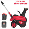 Electric Snow Thrower, 21Inch Battery Powered Snow Blower Foldable, Cordless Snow Thrower Easy Moving with 180o Adjustable Chute, Led Light, Double Start Button