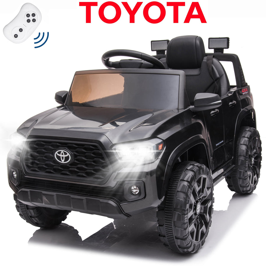 Seizeen Ride on Truck Cars for Boys & Girls, 12V Toyota Tacoma Kids Ride on Toy with Remote Control, Battery Powered, Black