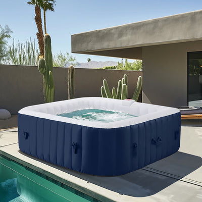 Hot Tub for 4-6 Person, Seizeen Outdoor Patio Large Inflatable Hot Tub Home SPA, with 130pcs Massage Jets, 910L, 2 Filters, Lockable Cover, Storage Bag, Max 104¨H, 73in, Navy