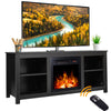 Fireplace TV Stand - Seizeen TV Stand Cabinet for TVs up to 65", Entertainment Center with Adjust Fireplace and 4 Storage Shelves, Media TV Console with Virtual Flame Fireplace, Black