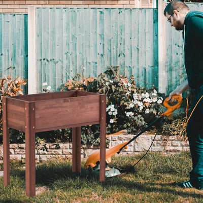 Raised Beds for Gardening, Outdoor Garden Bed Wooden W/Legs, Above Ground Elevated Flower Shrub Bed wiith Linner, Brown 40 x 20 x 31''