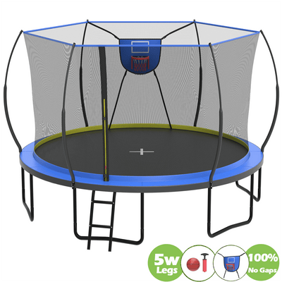 Seizeen NEW Trampoline for Kids - 12FT Trampoline W/Thickened Enclosure Net & Hoop, Outdoor Round Trampolines Max Weight 1500 LBS