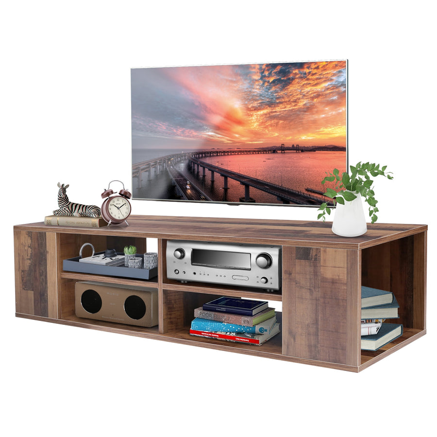 Floating TV Stand, Modern Wall Mounted TV Console for 55 inch TV, Media Console Entertainment Center with 6 Storage, Brown