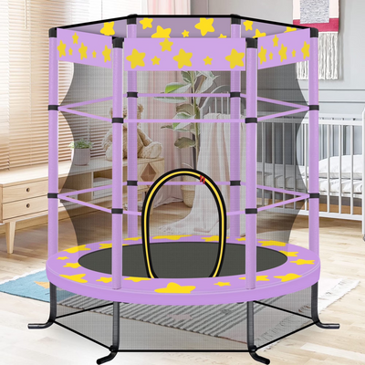 Clearance Kid Trampoline Indoor, Seizeen 4.5FT Toddler Trampoline with Enclosure Net, Mini Outdoor Trampoline with 6 L-Support