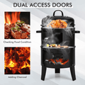 Seizeen 16" Smoker Outdoor 3-in-1 Charcoal Grill, Portable BBQ Grill Fire Pit Combo Double-layer Design