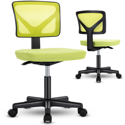 360¡ã Swivel Office Computer Chair on Wheels, Adjustable Armless Desk Chair with Ergonomic Backrest, 16.54"-21.25" Adjustable Height