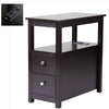 Side Tables for Living Room, Narrow End Table with Charging Station Sofa Side, Espresso Nightstand with Drawers