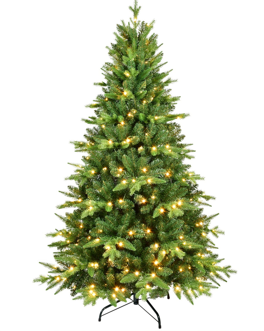 Pre-lit Christmas Tree for Home, 5ft Artificial Tree with 250pcs Warm Lights, 850 Branch Tips Dense Decorative Tree with Metal Stand