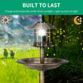 Bird Bath with Bird Feeder, Seizeen Outdoor Bird Baths with Solar Light & Base Planter, Round Birdbaths as Garden Decor, 42''H, Bronze