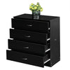 Black Chest of Drawer with 4 Sliding Drawers, File Cabinet with Metal Handle, Bedside Nightstand Table Bedroom Furniture