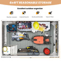 Seizeen Shed & Outdoor Storage, 6x4FT Metal Storage Shed for Tools, All-Weather Galvanized Garden Shed with Sloped Top, Backyard Patio Lawn Walk-In Shed, Black