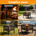 16 Inch Square Fire Pit, Portable Outdoor Wood Burning Firepit with Slatted Steel Panels, Compact Backyard Fireplace Fire Pit Bowl for Patio, Camping, Beach, Garden & Outdoor Gatherings