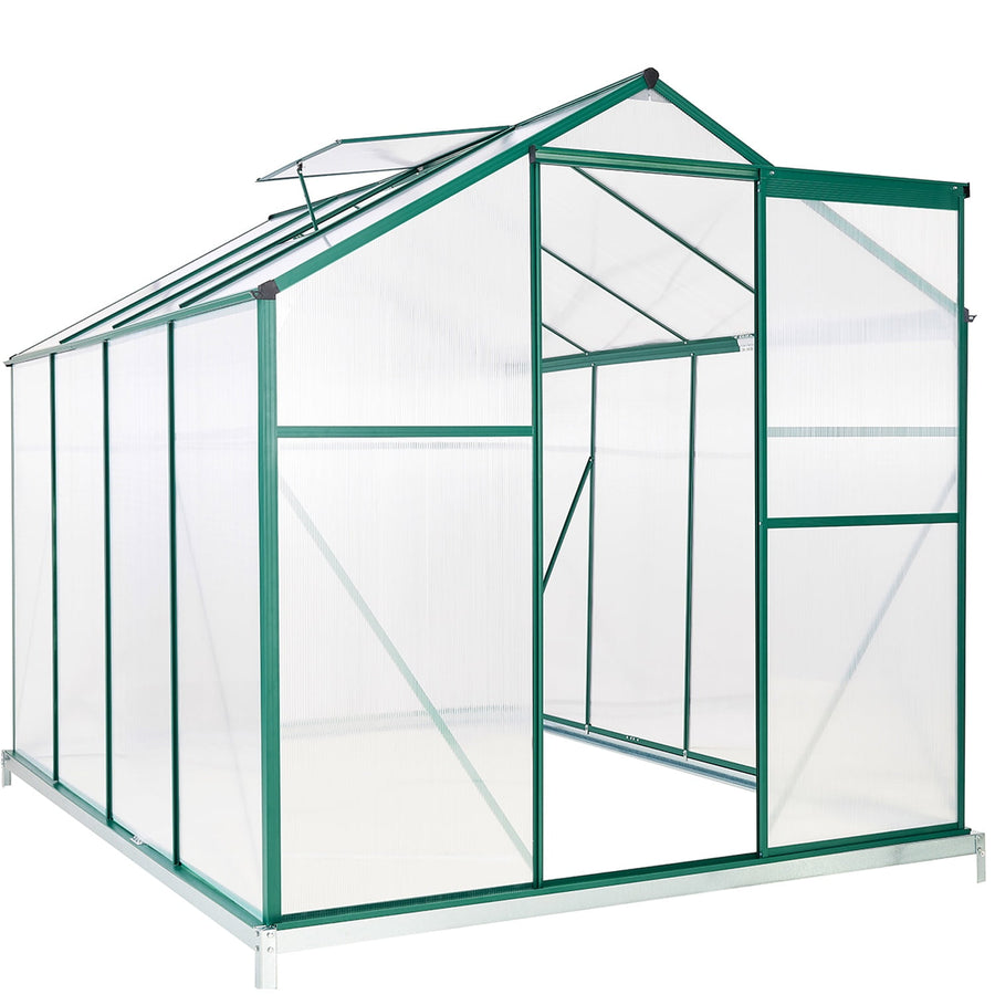 Seizeen 8 x 6FT Greenhouse, Polycarbonate Walk in Green house for Outdoors, Aluminum Farm Mini Greenhouse Kit for Plants Flowers Backyard Garden Lawn