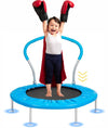 Small Trampoline for Kids Toddler, 36'' Mini Trampoline with Balance Handle, Outdoor Indoor Rebounder Round Trampoline as Gift for Boy Girl, Blue