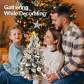 Tabletop Christmas Tree with Lights, 2FT Pre-lit Christmas Tree with Rich Decorations, Mini Artificial Tree Shiny Ornaments & Light String for Xmas, White Small Lighted Tree for Home Decor, Gold