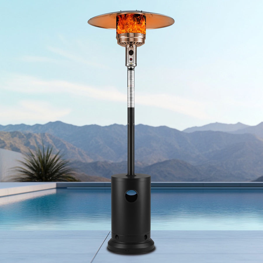 Seizeen Tall Patio Heaters for Outdoor Use, 48,000 BTU Super Warm Propane Heaters with Fast Ignition, Freestanding Heater W/Wheels for Restaurant Cafe Deck Yard, Silver