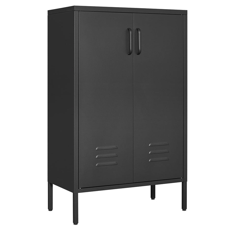 Seizeen Metal Storage Cabinet for Tool Garage Home Improvement, Storage Cabinet with Doors and Shelves Adjustable, Black