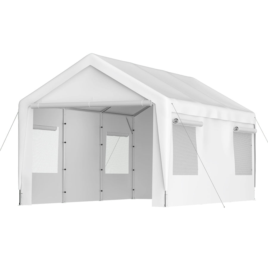 Pop Up Carport Canopy 10X20, Portable Garage Tent with Sidewalls & Windows, Outside Shelter Gazebo Tent with Carry Bag, Sand Bags, 6.5¡¯H