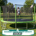 16FT Kids Trampoline with Hoop - Outdoor Trampoline W/Enclosure Net & Ladder, XXL Round Trampolines with Steel Support, Max Weight Capacity 1320LBS