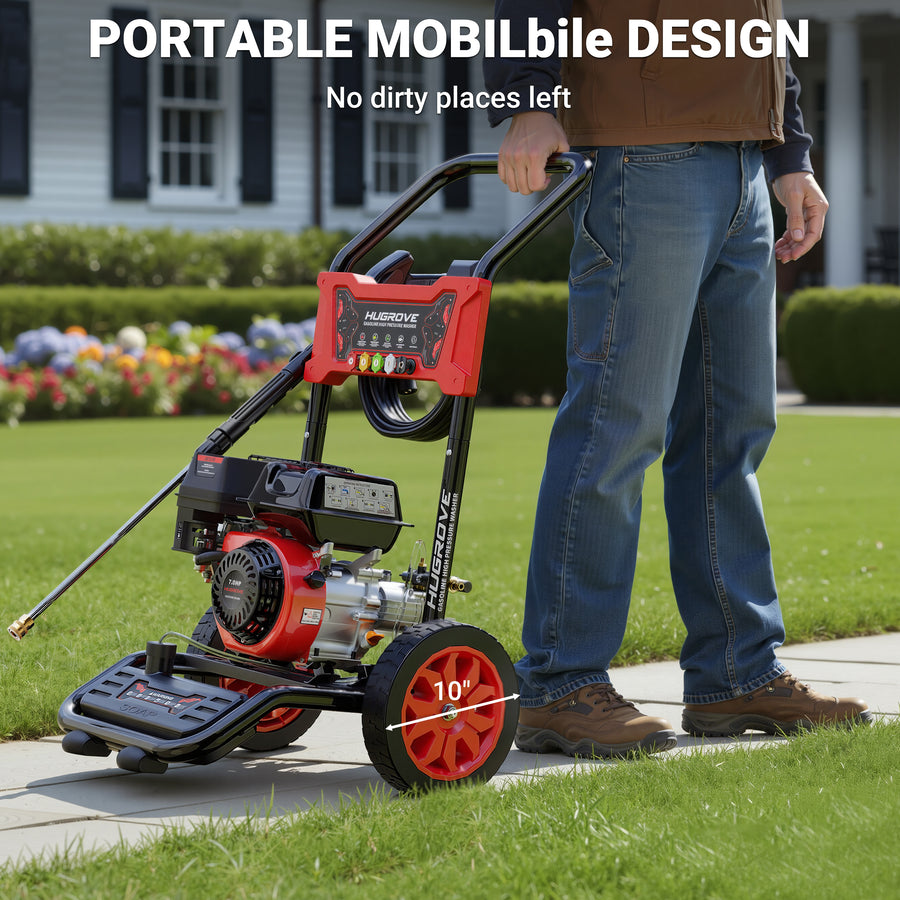 4000PSI Gas Pressure Washer, 2.6GPM Gas Powered High Pressure Washer with 210CC Engine, 5 Adjustable Nozzles, Onboard Soap Tank, Spray Gun and Wand