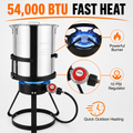 Outdoor Turkey Fryer Kit, 30QT Aluminum Deep Fryer and Seafood Boil Pot, 55,000 BTU Propane Burner with 32.3-Inch Iron Tripod Stand, Basket, Poultry Rack, Thermometer and Injector