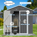 6' x 4' Outdoor Metal Storage Shed, Tools Storage Shed, Galvanized Steel Garden Shed with Lockable Doors, House Outdoor Storage Shed for Backyard, Patio, Lawn, D8311