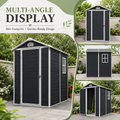 Seizeen 4 x 6 FT Plastic Storage Shed with Floor, Sloped Roof Outdoor Resin Shed with Window & Vents, Lockable Garden Tool Shed for Backyard Patio Lawn, Black