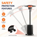 Patio Heaters for Outdoor Use, Propane Heaters w/ 12' Heating Radius, 50000 BTU Heavy Duty Heater w/ Overheating Protection System, Stainless Steel Flame Heater w/ Wheels, Black