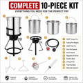 4PCS Outdoor Turkey Fryer Kit, 54,000 BTU Propane Deep Fryer with 30QT & 10QT Aluminum Seafood Boil Pots, Baskets, 32.3-Inch Iron Stand, Poultry Rack, Thermometer and Injector